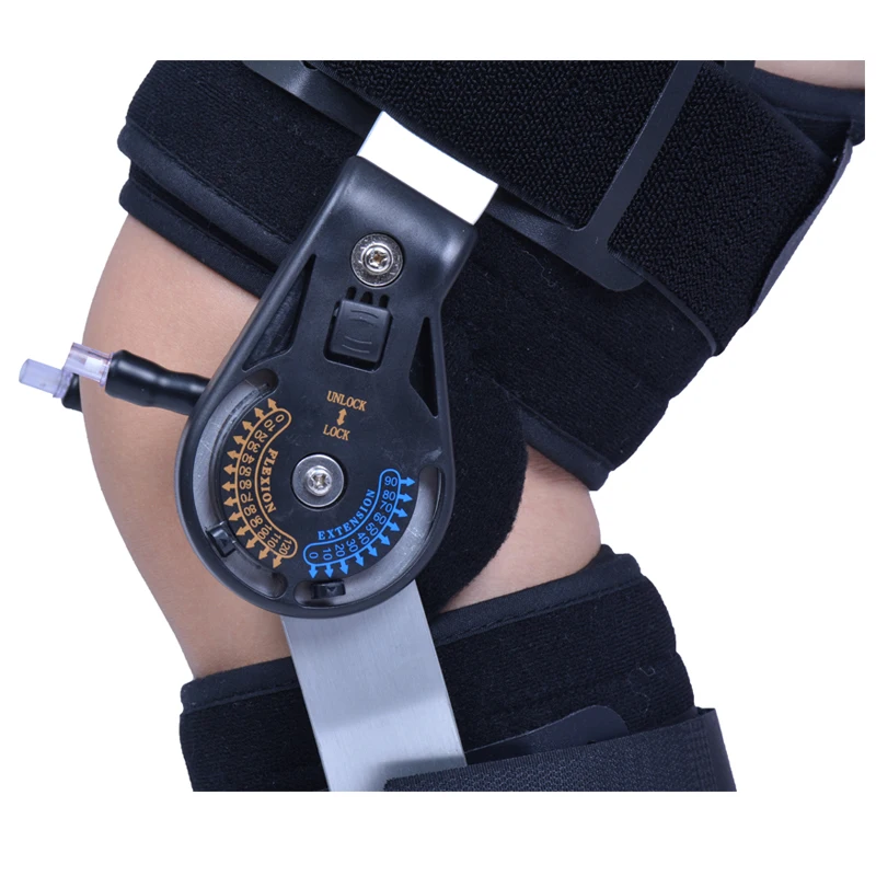 

High quality aluminum alloy waterproof adjustable knee support knee injury recovery support, Black