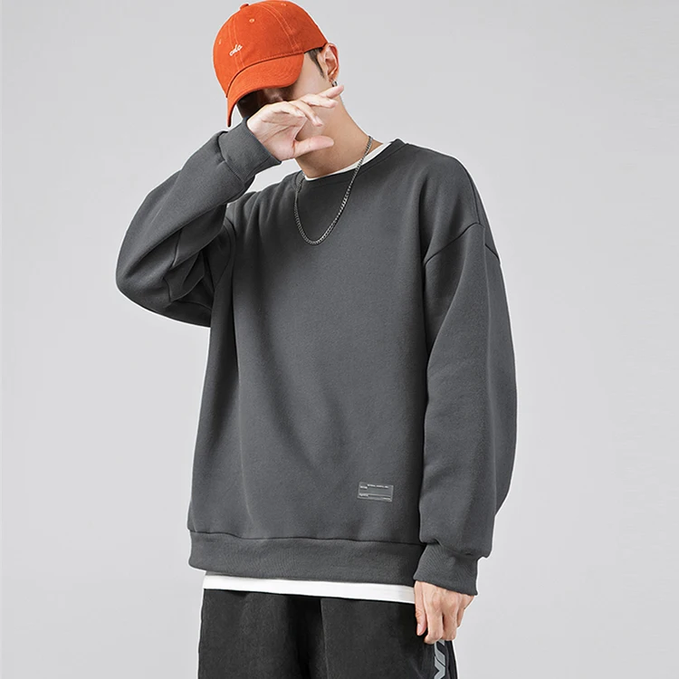 

RTS Couple Crew Neck Loose Fit Drop Shoulder Heavyweight Cotton Winter Casual Unisex Sweatshirts, Black,dark grey,white,yellow