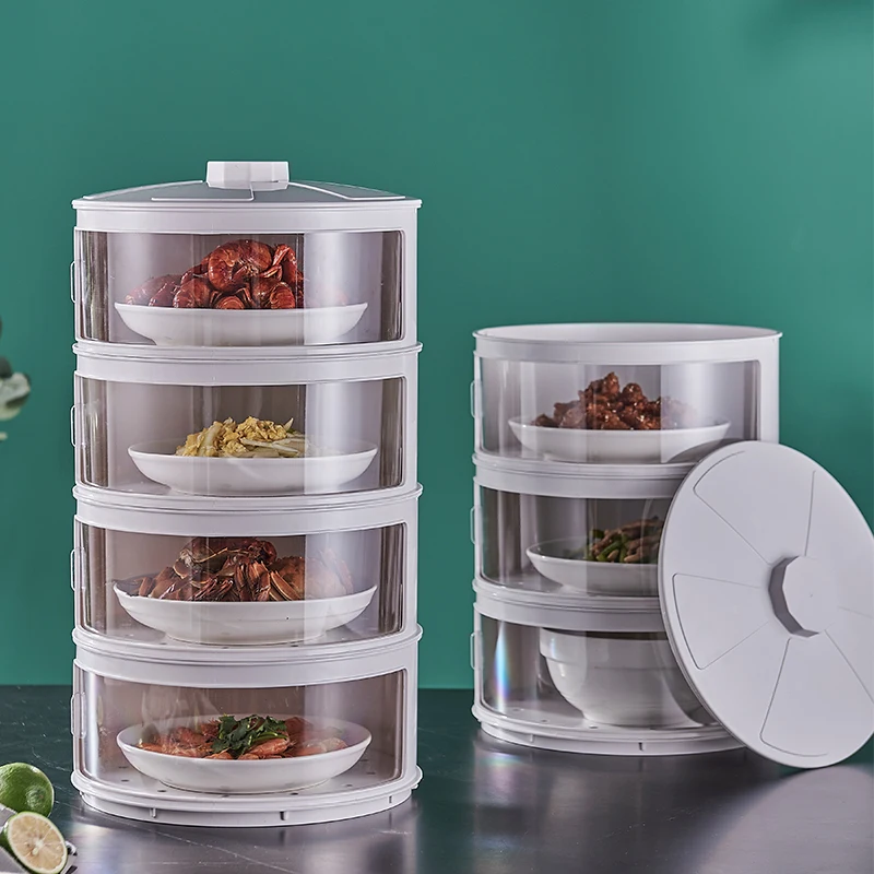 

plastic 5 layers food storage tray with lid, White