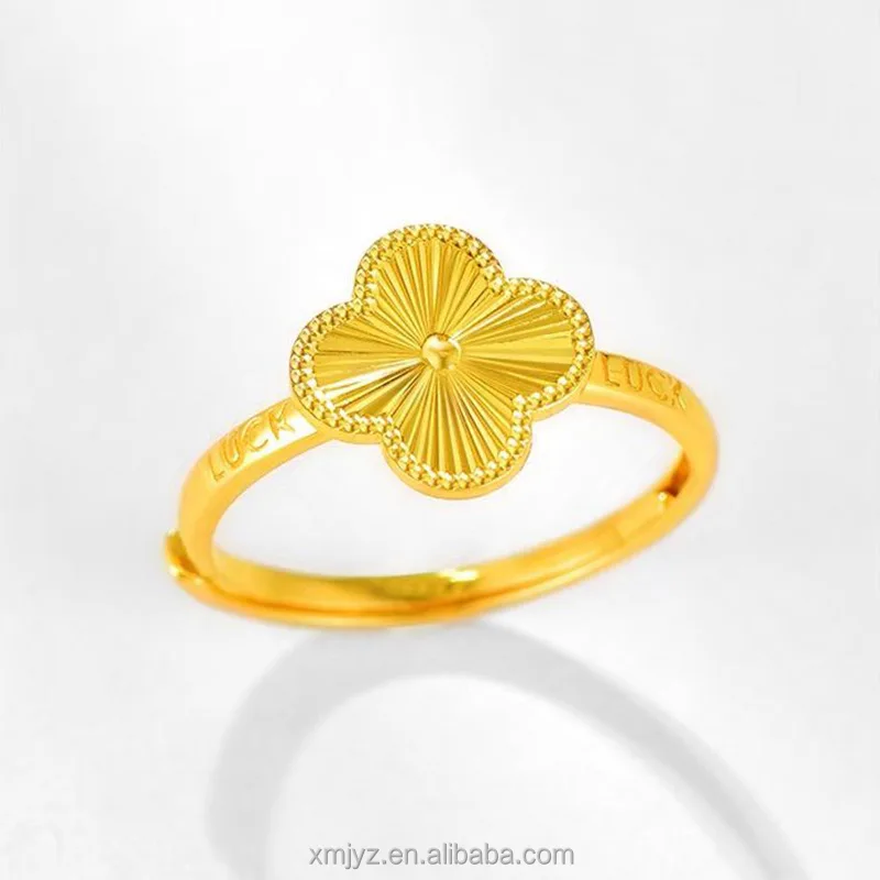 

Boutique Clover Ring Brass Gold-Plated Four-Leaf Clover Women's Ring Opening Adjustable Ring Valentine's Day Gift