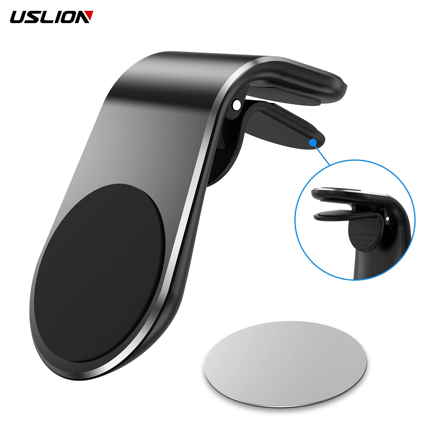 

Free Shipping USLION New Universal Mobile Phone Holder Magnetic Car Air Vent Clip Holder, Black;silver