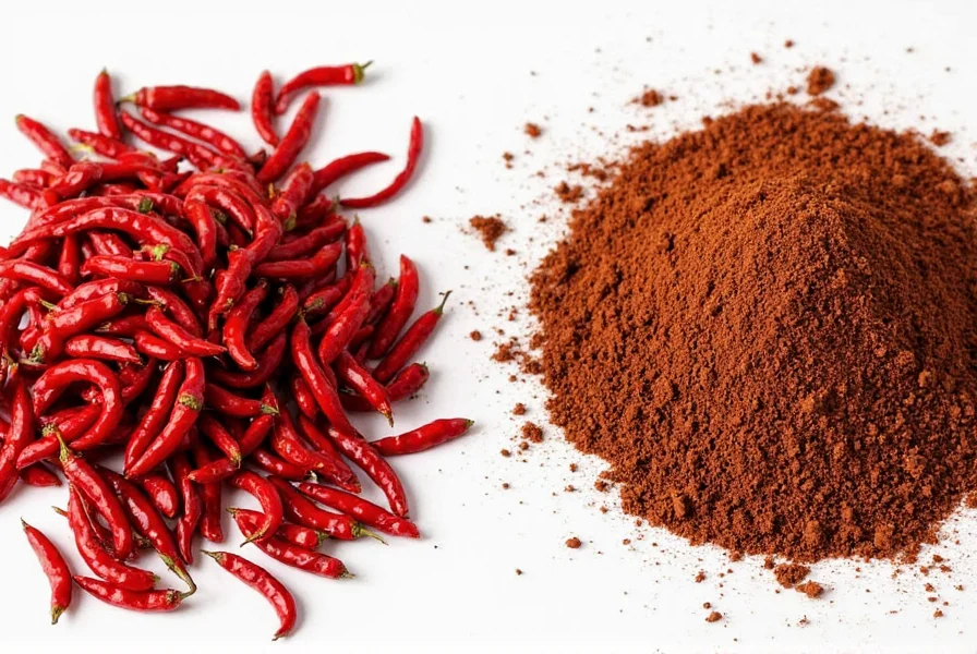 Dried chilies on shelf in market