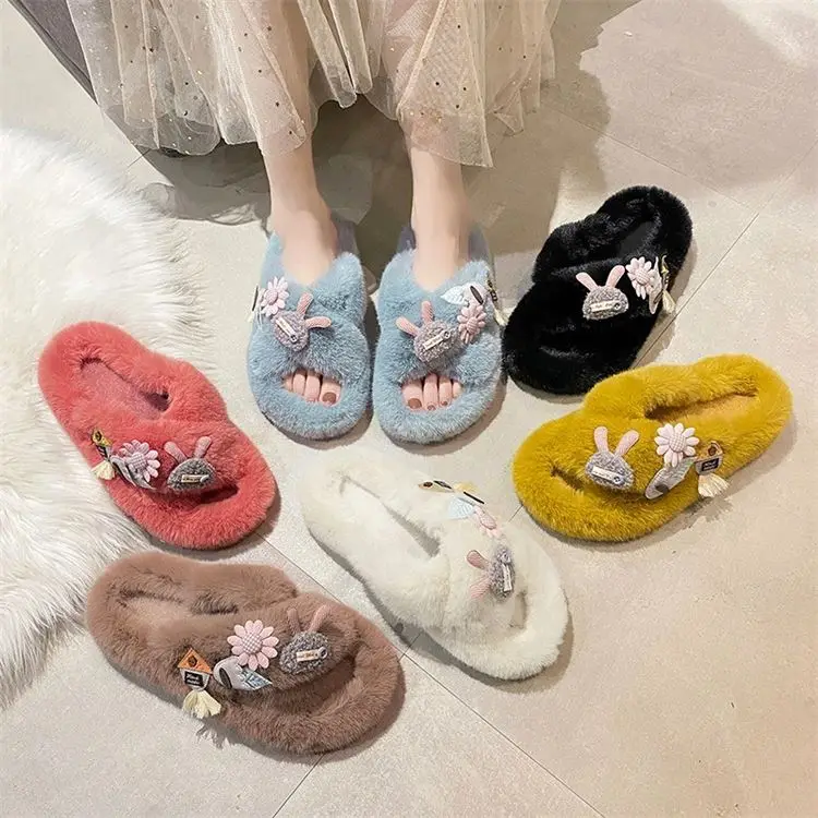 

Autumn and winter cashmere fashion home wool cotton slippers women fluffy slippers D11476, Yellow/black/beige/blue/khaki/watermelon red