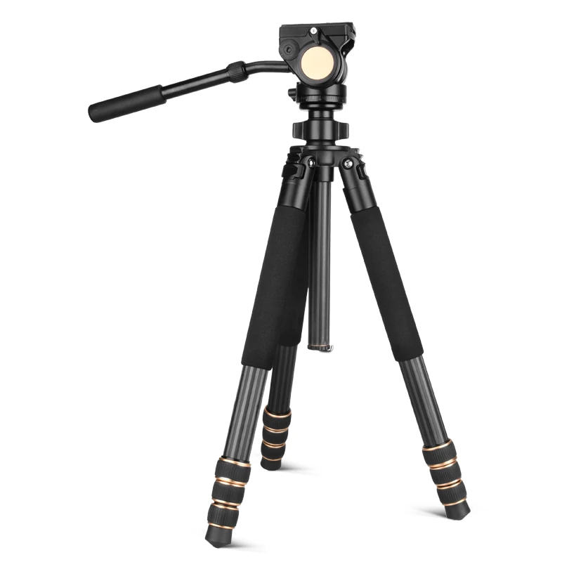 

QZSD Q640C 180CM High Max Load 18KG Professional Carbon Fiber Tripod With Damping Panhead 32mm Diameter For DSLR Digital Camera, Black