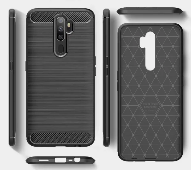 

Fashion Carbon Fiber Soft Silicone Case Cover For oppo a9 2020, As pictures