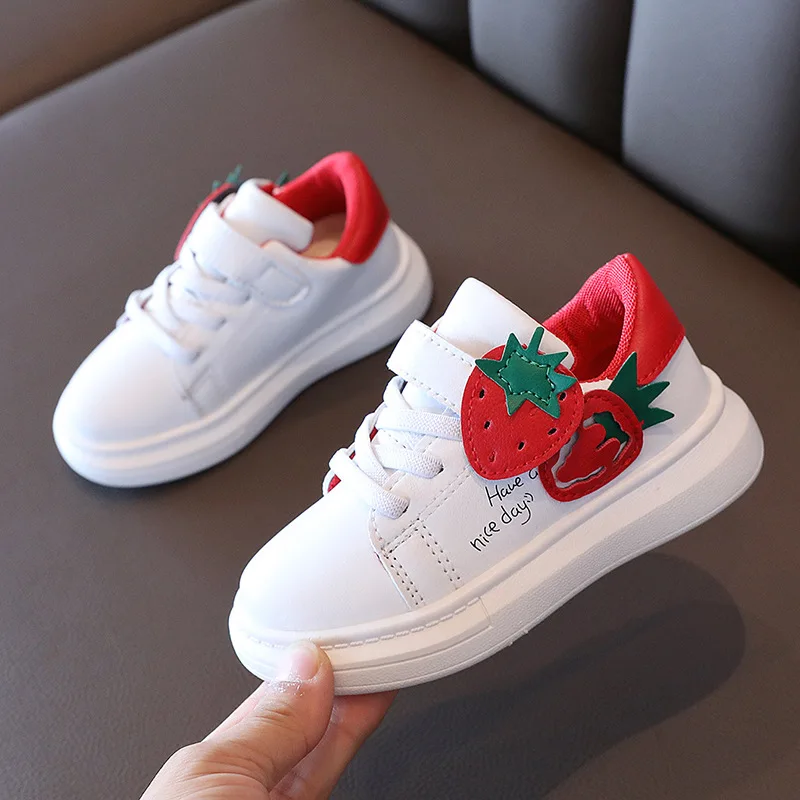 

1K0012 strawberry toddler kids little gal flats girls white casual shoe skateboard shoes girl, Customized