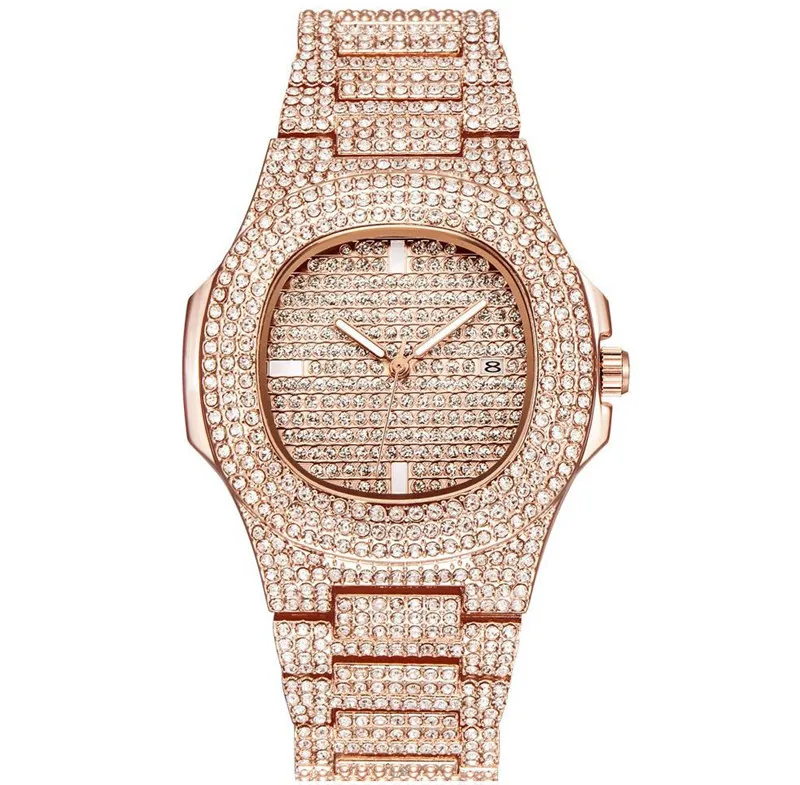 

WJ-9545 Women's Alloy Quartz Watch Luxury Full With Diamond ICED Watch Multifunction Calendar Watch Lady's Waterproof Wristwatch, Mix