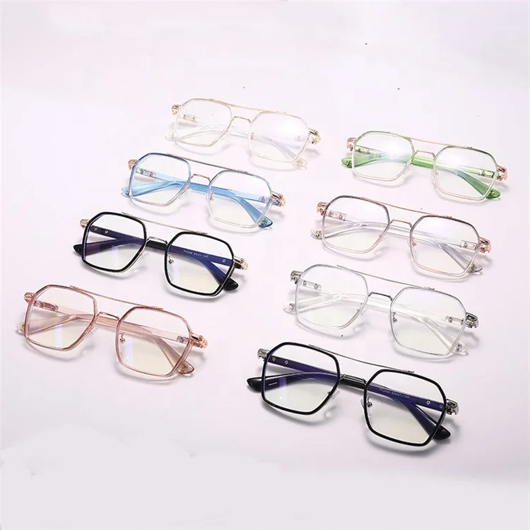 

Jiuling eyewear wholesale custom pc lens double beam vogue eyeglasses high quality TR90 frame anti nlue light glasses frame, Mix color or custom colors