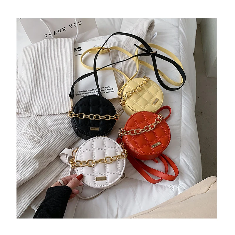 

Women Super Mini Crossbody bag Quilted Small Female Leather Round Handbag Fashion Lady Circle clutch Circular Messenger Bags