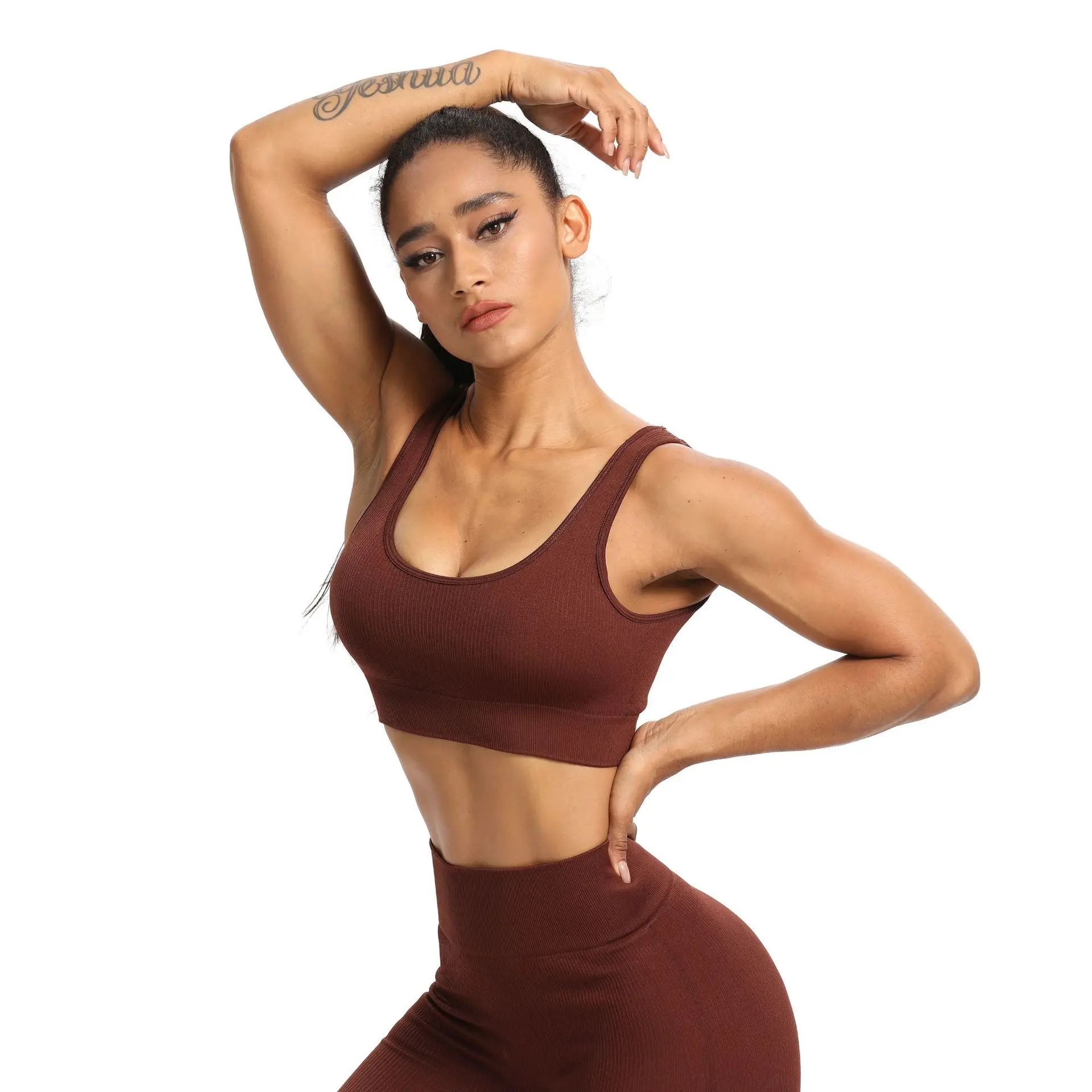 

ladies clothes fitness gym wear seamless compression bra and leggings short sport active women yoga set, Black blue red orange beige yellow