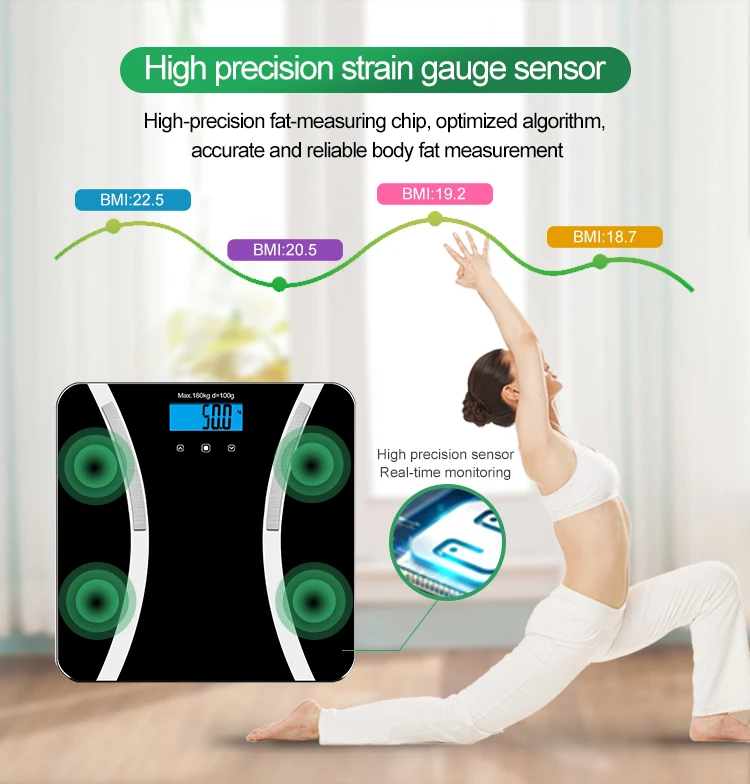High Precision Digital Body Fat Measuring Device Health Analyser Fat Muscle Weight Scale With