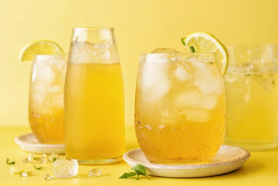 Ginger ale fruit splash used in cocktail preparation with fresh fruit garnishes