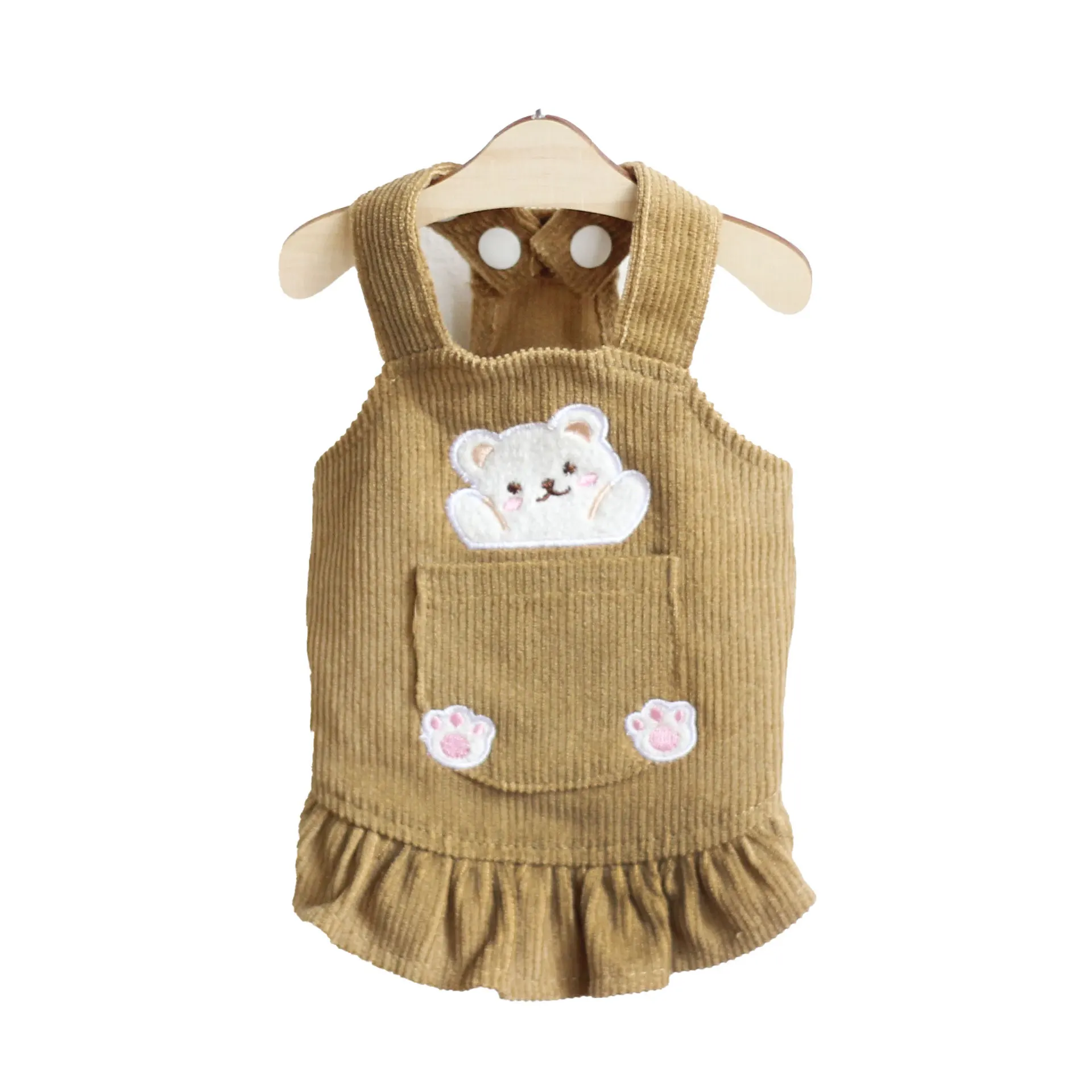 

JXANRY Lovely Style Bear Pattern Dog Pet Suspender Skirt Dog Clothes Autumn And Winter, Pink,green