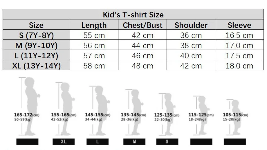 kids tshirt size