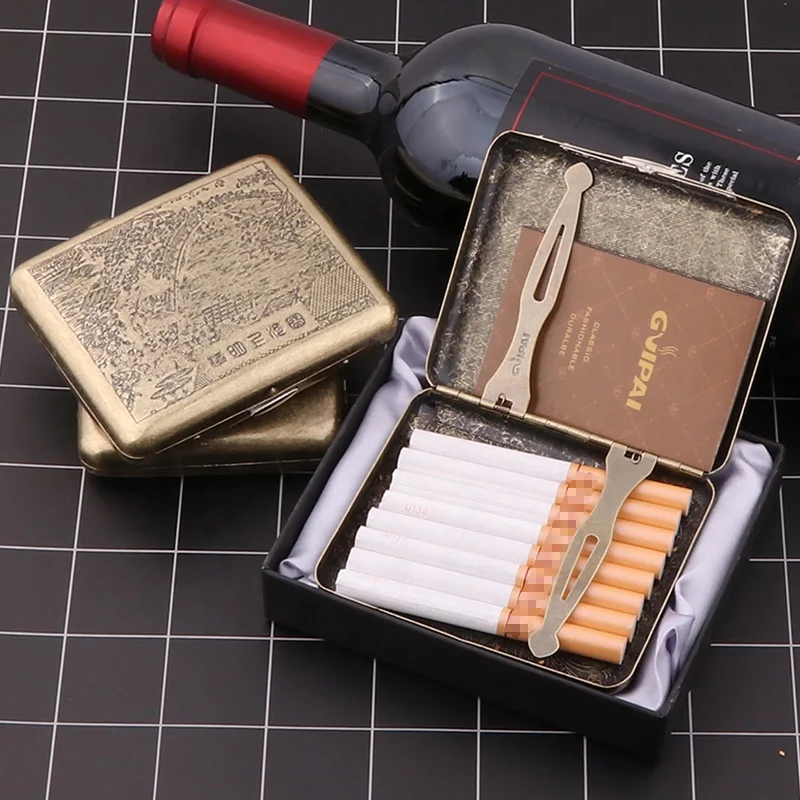 

Customized Designs Waterproof Cigarette Case Creative Business Gift Retro Bronze Engraved Cigarette Case, Pictures