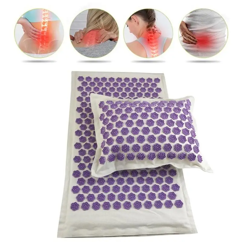

BAOZOU Lotus Spike Acupuncture Massager Cushion Relief Body Tension Yoga Mats Pain Spike Mat Acupuncture Massage Mat with Pillow