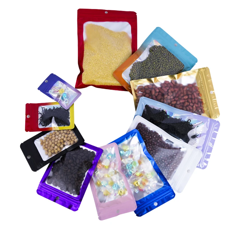 

Resealable holographic smell plastic zip lock jewelry food package pouches ziplock zipper clear front plastic mylar bag