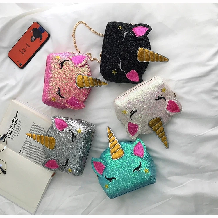 

2020 Best Selling Kids Unicorn purses Cartoon bags sequins little girl