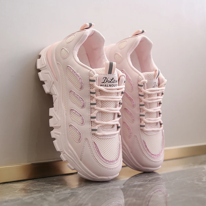 

615-1 Whole sale authentic brand low top plain pink sports sneakers women