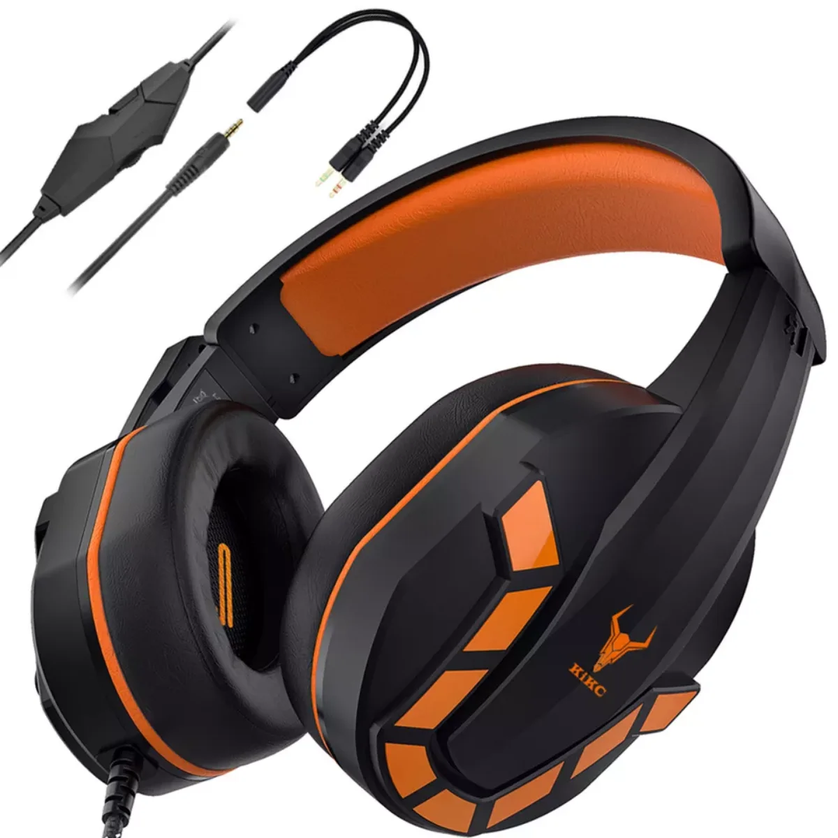 

Kikc Headphones 7.1 Surround Gaming Earphones Accessories Boy Gaming Headset With Removable Microphone, Orange