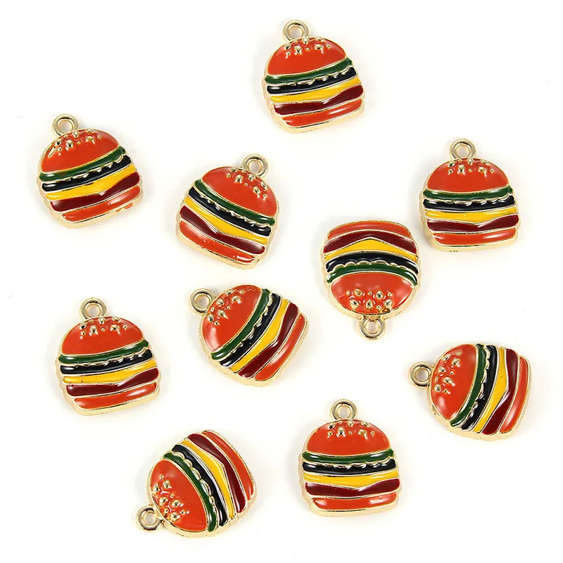 

Creative simulation Hamburg alloy enamel charms drip oil pendant accessories DIY for bracelet necklace keychain jewelry