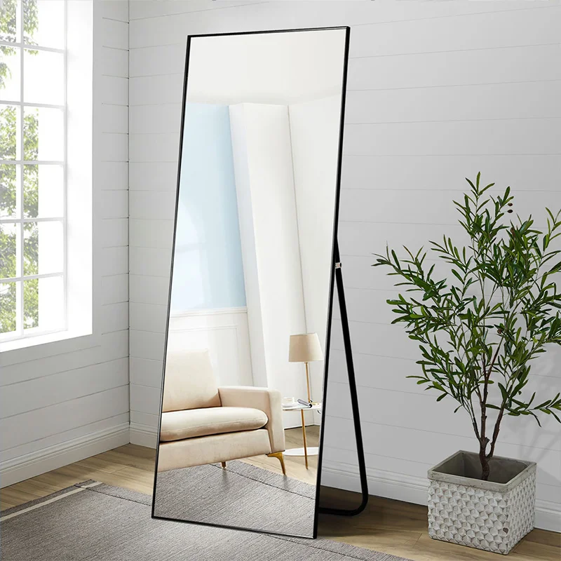 

Hotsale modern simple style full length body mirror big floor standing dressing mirror with golden frame
