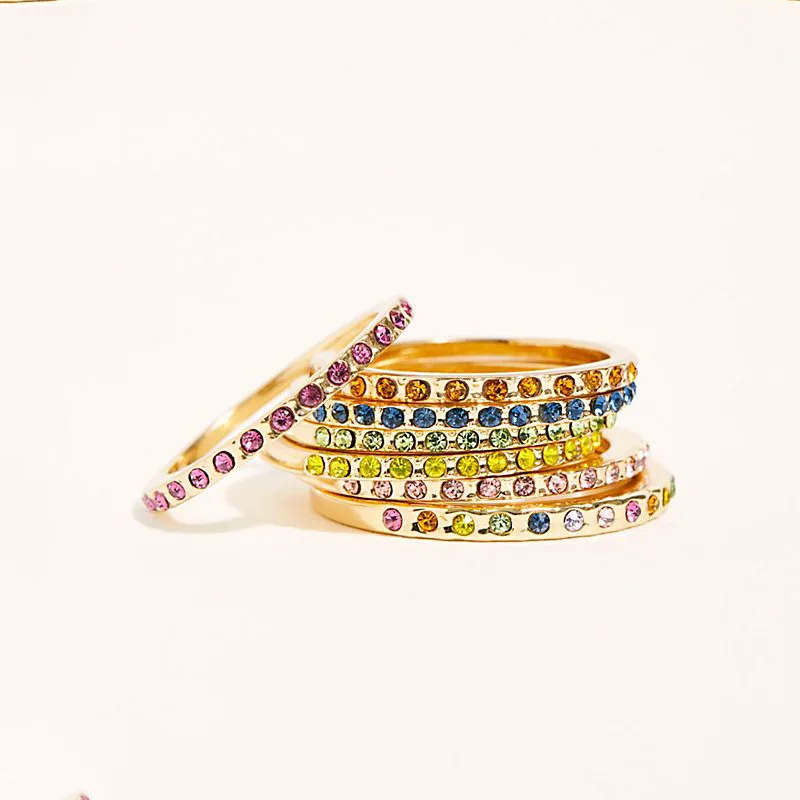 

European and American fashion simple personality circular round diamond cross ring colored gemstone wide ring for men and women, Colorful