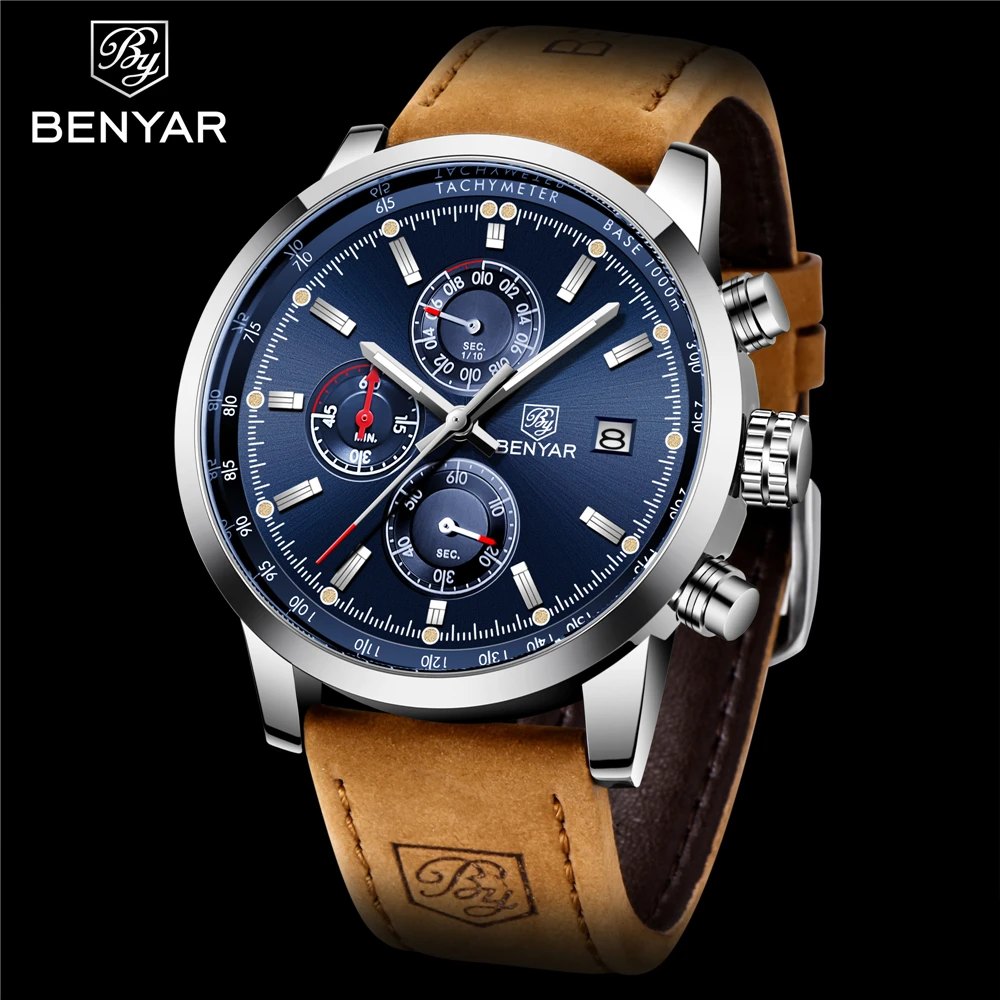 

Top Brand BENYAR Mens Watches 2020 New Luxury Quartz Watch Men Sport Military Wrist Watch Men Chronograph Relogio Masculino 5102, Shown
