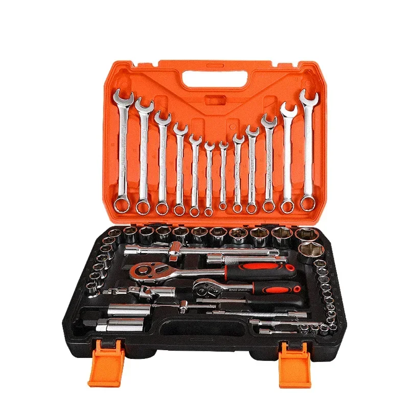 61pcs OEM Multifunctional Metric S2&CR-V Sockets Set 1/2 1/4 3/8 Inch Hand Operated Ratchet Wrench Bit Hard Case Auto Repair