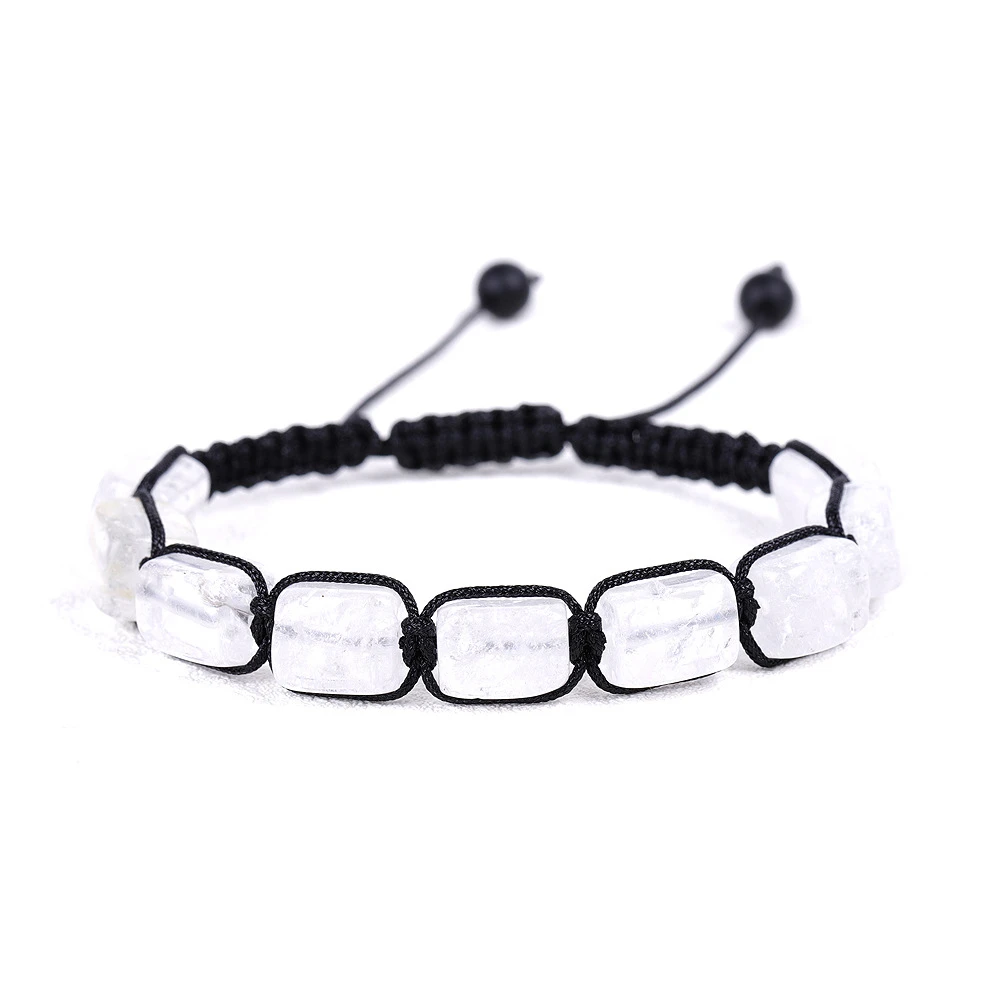 

Healing Reiki Amethyst 7 Chakra Gemstone Bracelet Spiritual Adjustable Rectangle Beads Energy Birthstone Jewelry Bracelets Women, As picture