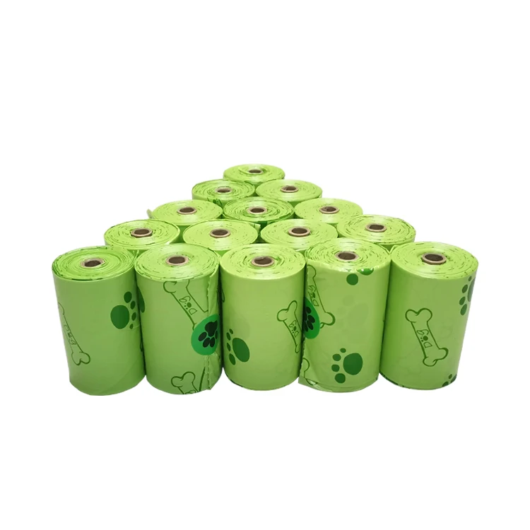 

23*33cm corn starch strong custom colored printed wholesale eco compostable biodegradable poop dog waste bags, Green