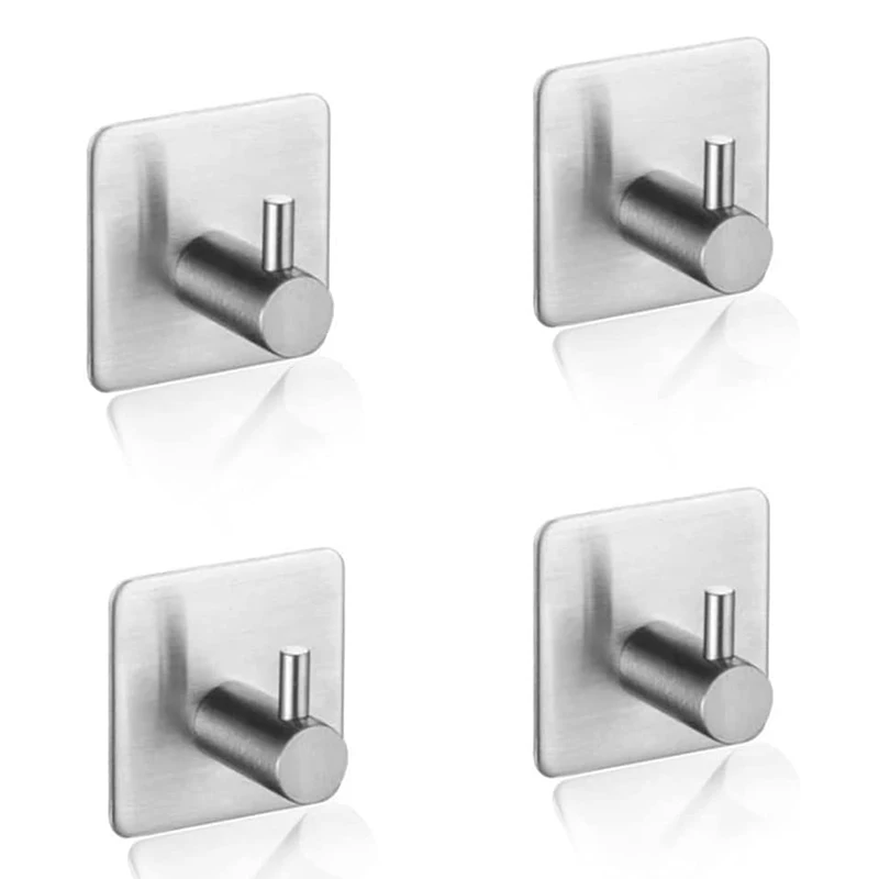 

Waterproof 5 Pack Self Adhesive stainless steel Hooks for Shower Bathroom Kitchen Glass Door