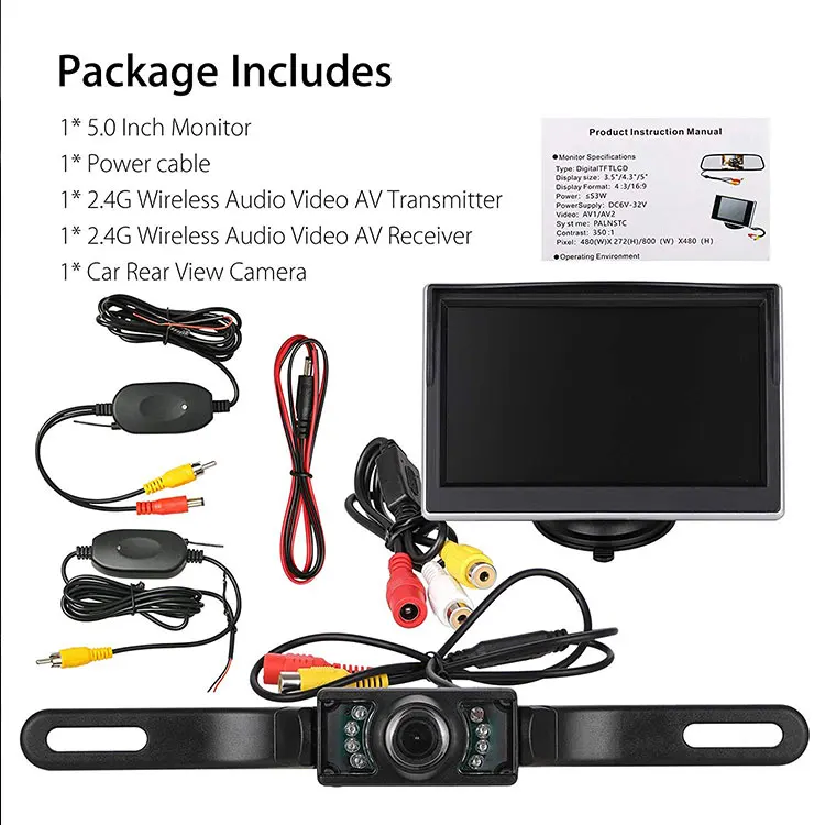 Car Wireless Rear View Cameras System Full Color LCD Display With ...