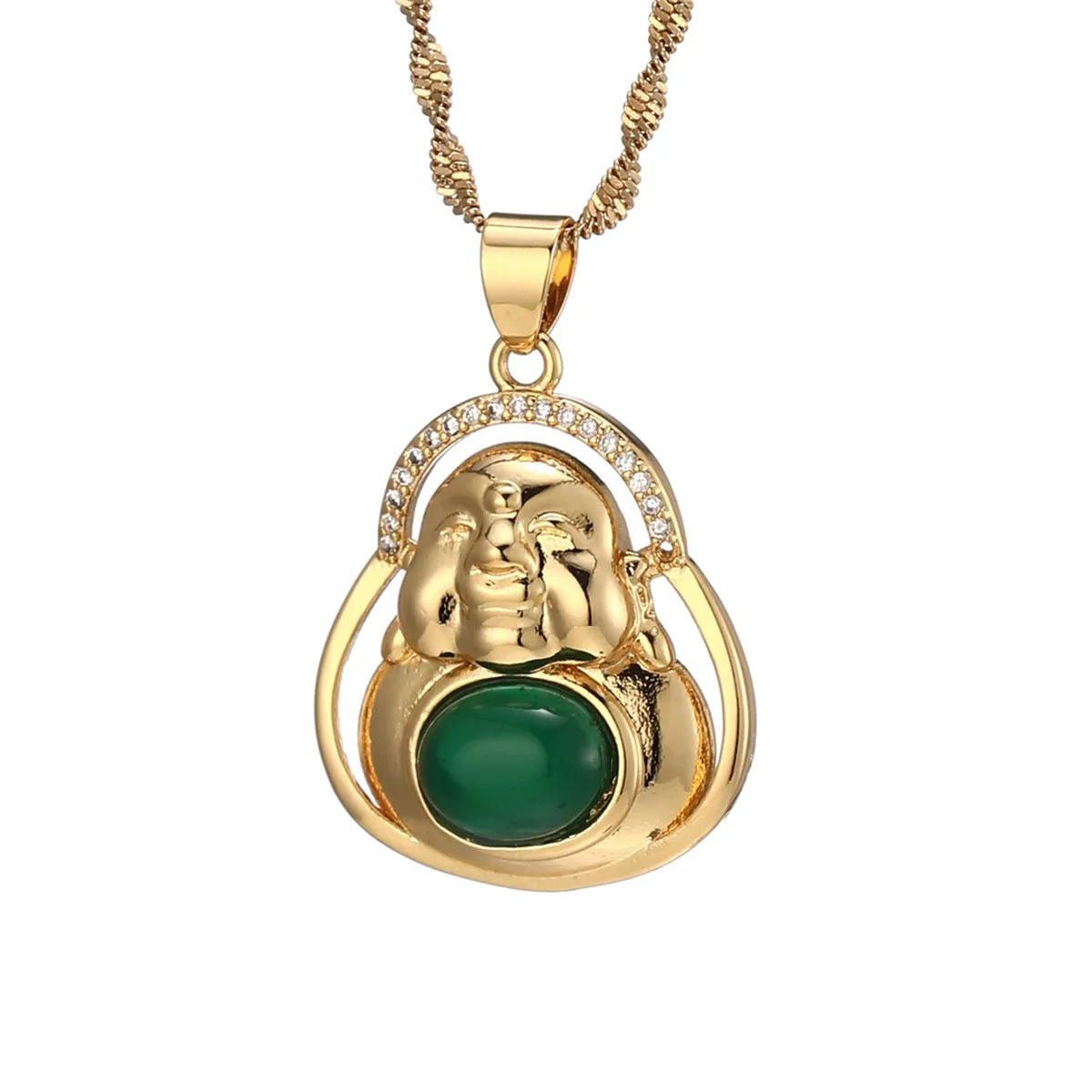 

Buddha Pendant Women Girls Men Amulet Chinese Style Maitreya Necklace Trendy Gold Jewelry