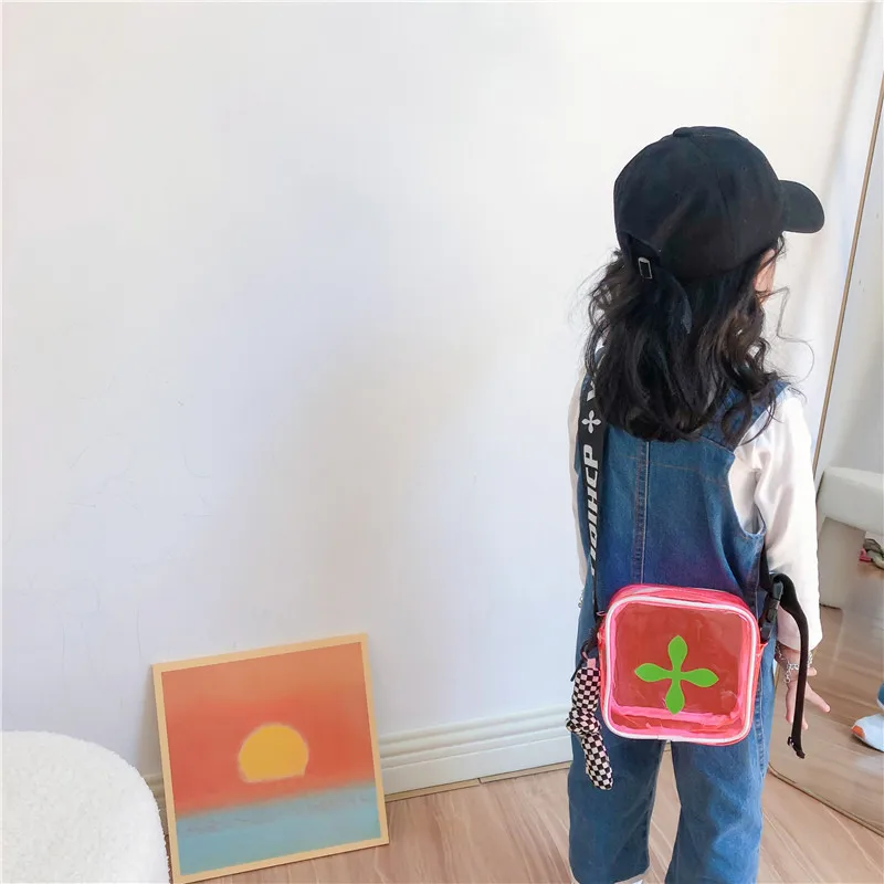 

Ins summer new transparent flower children's girls' mobile phones slung small cross men's and women's tide bag