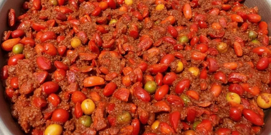 Ground beef added to the pan