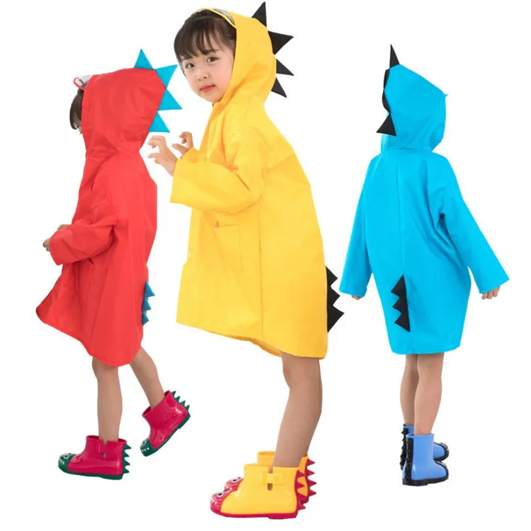 

Creative Cartoon Dinosaur Rain coat Boys & Girls Kindergarten Students Kids Poncho Polyester Raincoat, Yellow.green,blue.red.pink