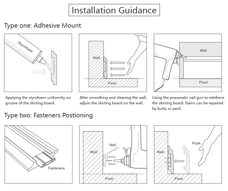 Fire Resistant Aluminium Floor Skirting Board Laminate Skirting Skirting Board Profile