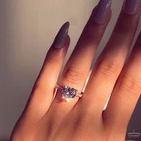 

Exquisite Love Heart Shaped Zircon Wedding Wholesale fine Pave Setting Diamond Finger Ring For Women