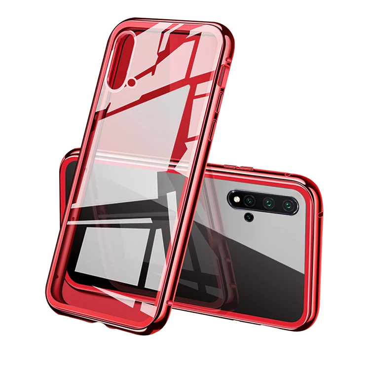 Magnetic Adsorption Phone Case Metal Magnet Tempered Glass Cases For Xiaomi redmi note 8 Pro back cover