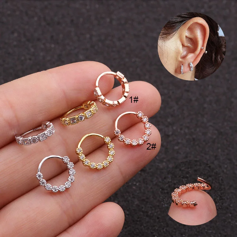 

Wholesale new design fashion jewelry Rose gold vermeil cubic zirconia huggie hoop earrings, Picture