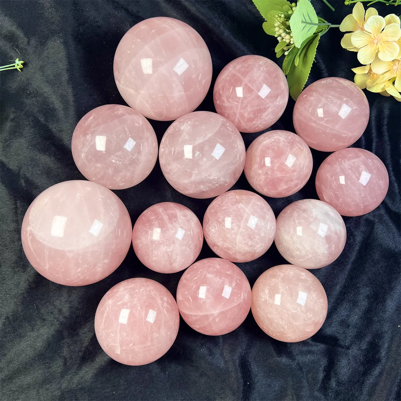 Natural Crystal Balls  Gemstone Light Healing Stones Rose Quartz Sphere  for Crystal Decor Stone