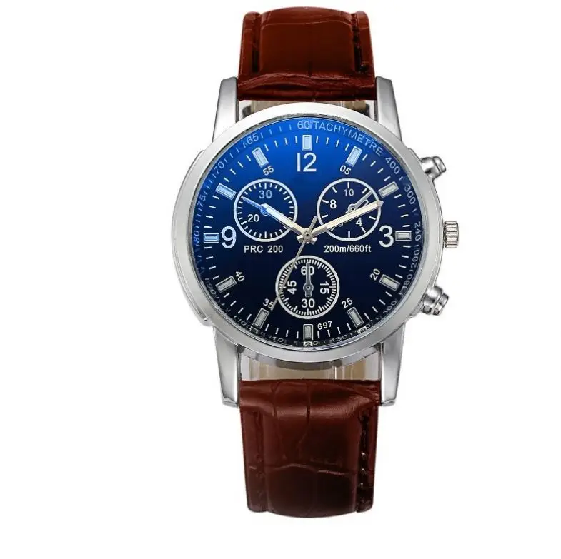 

Mens Leather Analog Quartz Watches Blue Ray Watch 2021 Men Top Brand Luxury Casual Wristwatches