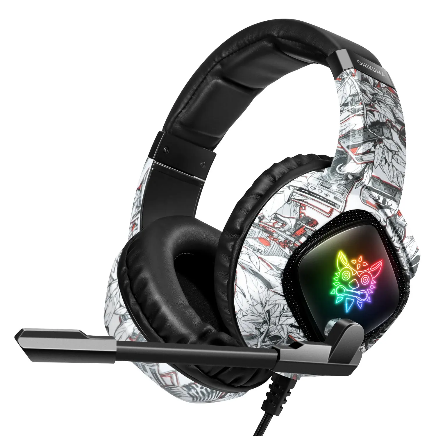 

K19 Camo Gaming Headphones with Mic LED Light Over Ear Wired gamer headphone for PS4