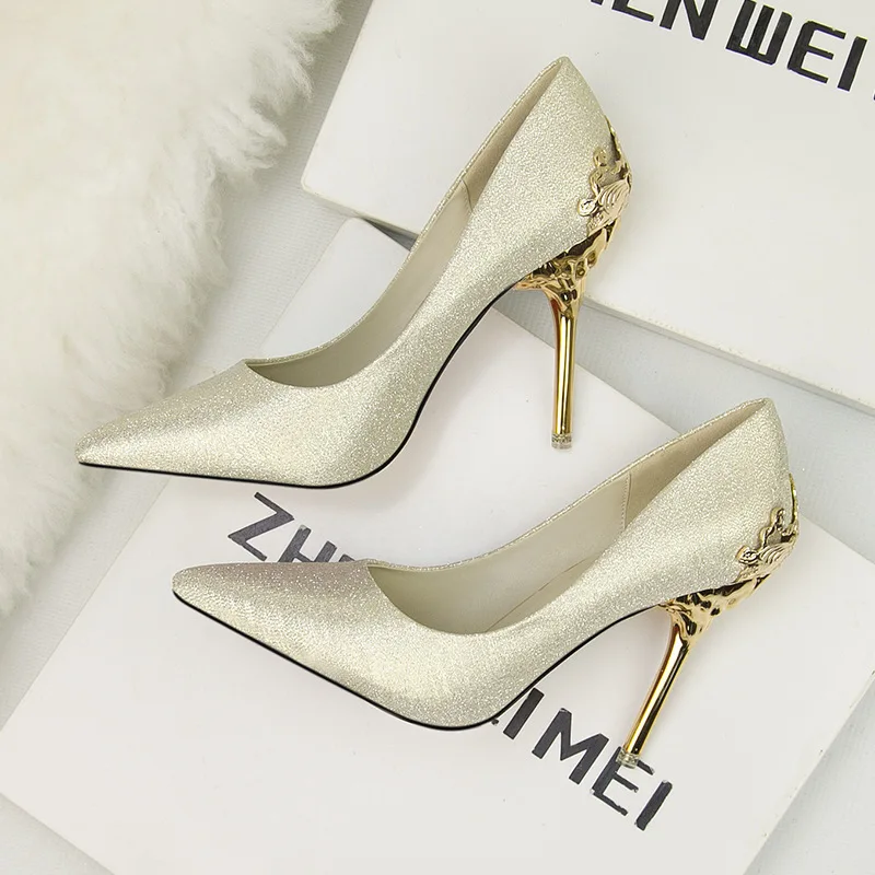 

Luxury Brand Ladies Heel Shoes Pointed Toes Sexy Wedding Shoes 10cm Classics Pumps Pu Leather Women's Shoes pump, 9 colors women's shoes pump