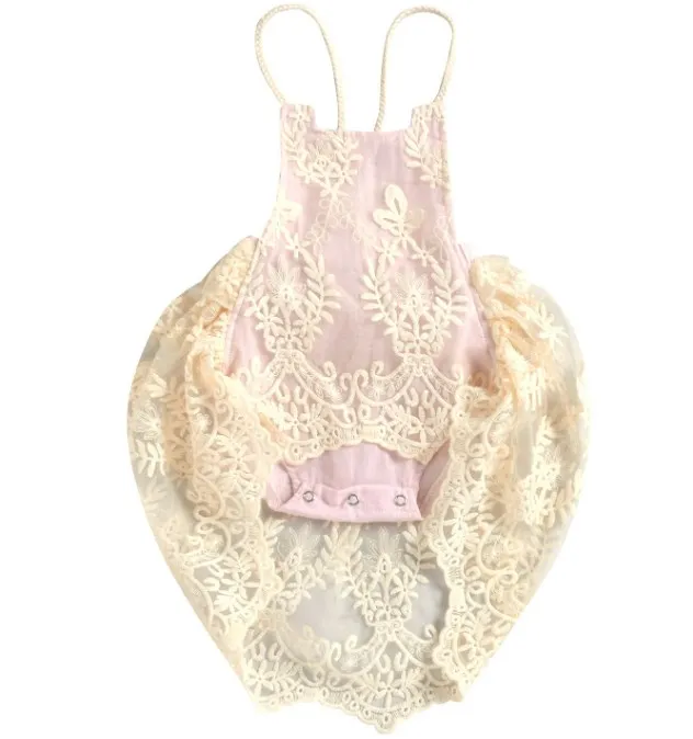 

New Style Baby Girl Flower Embroidery Jumpsuit Baby Lace Mesh Suspender Romper