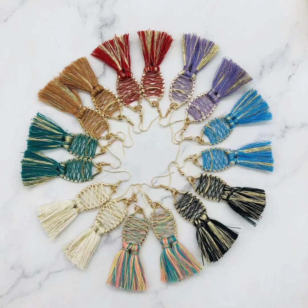 

Fish Bone Woven Tassel Earring, As pictures show