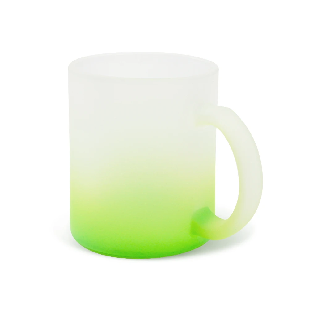 

11oz Factory Wholse Hot Sale Gradient Colorful Sandy Glass Mug with Handle, Bule/red/pink/green/orange