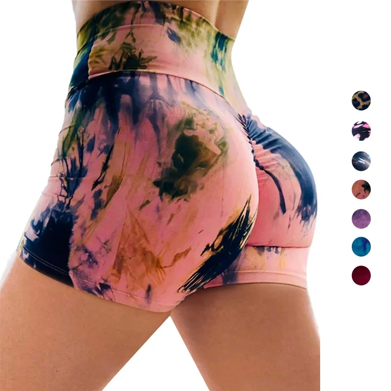 

Hot sale New Fashion abstract Printed Biker Snack Shorts Workout Booty Gym Elasticity tight high waist yoga shorts for women