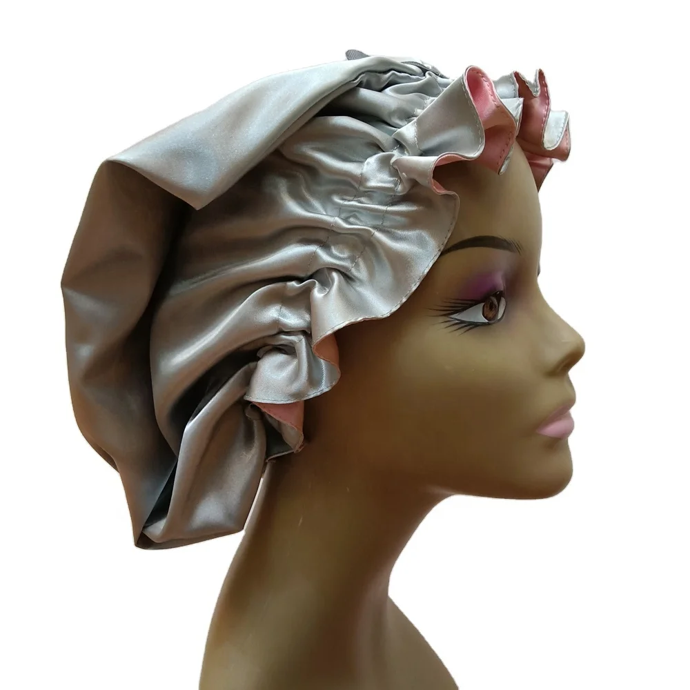 

Slap Clasped Soft Silk Satin Bonnet for Curly Hair Braids Dreadlocks Knotless Cap, Customize logo